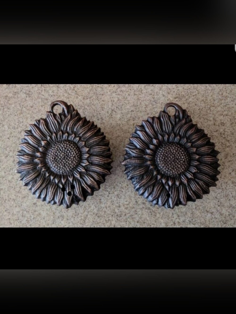 Vtg Godinger Copper MCM Sunflower Salt & Pepper Shakers Rustic Hanging Farmhouse